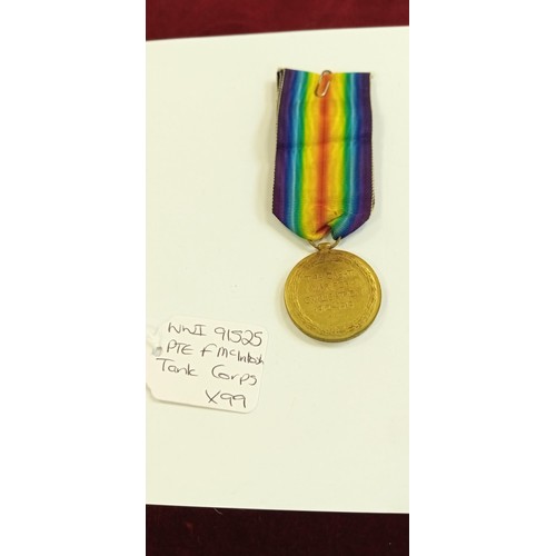 137 - WW1 medal PTE F McIntosh Tank Corps