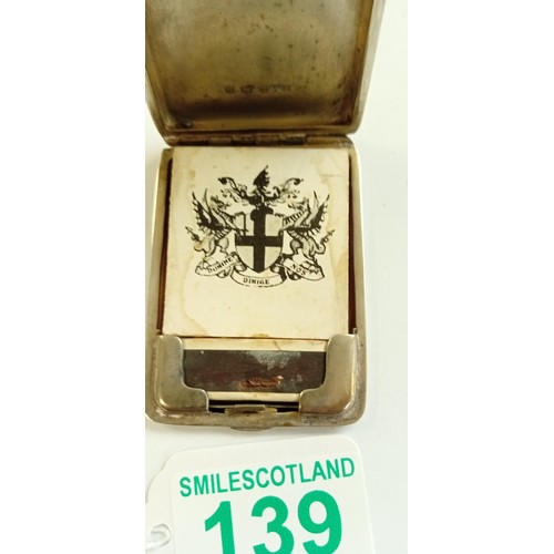 139 - Silver hallmarked travelling match box holder