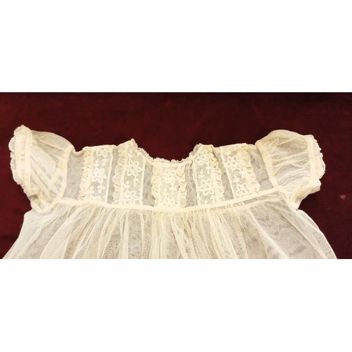 159 - Vintage 2 part christening gown silk & lace