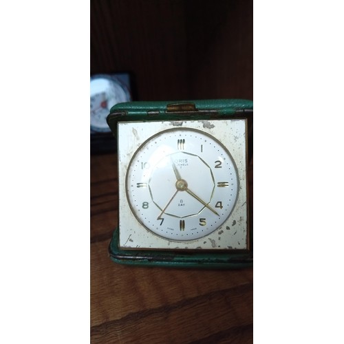 176 - Selection of vintage travelling clocks, barometer & Smiths clock