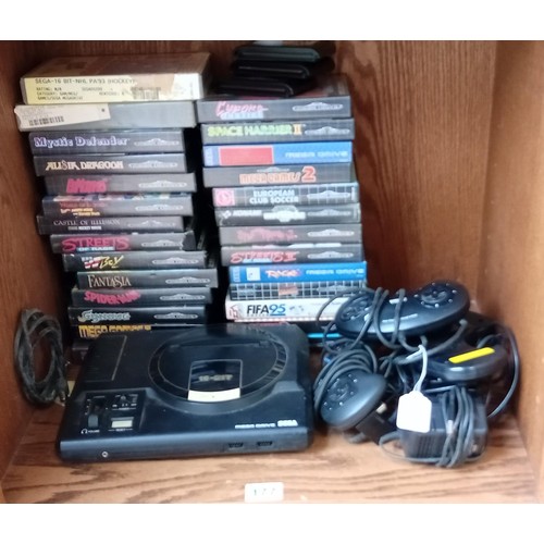 177 - Sega Mega drive with a large selection of games