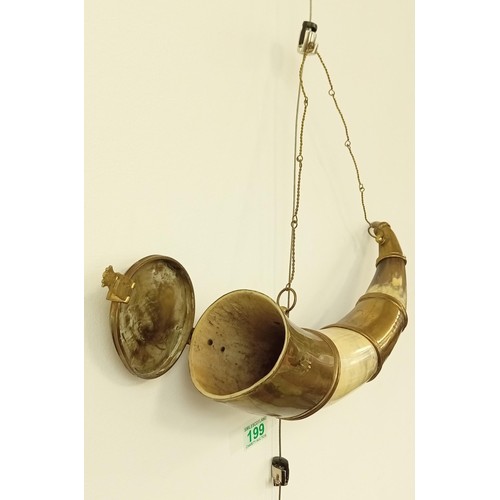 199 - Vintage horn with brass lid