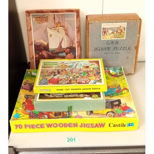 201 - Selection of vintage wooden jigsaws