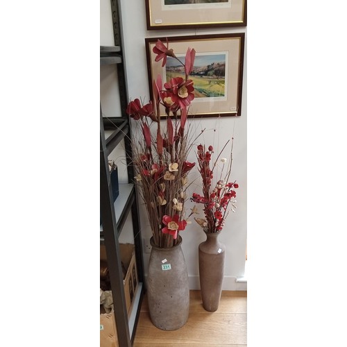 231 - 2 Vases with faux flowers