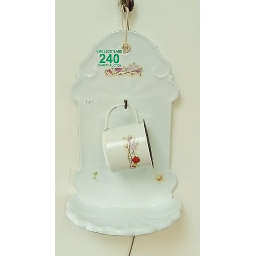 240 - Enamel hanging cup and soap dish