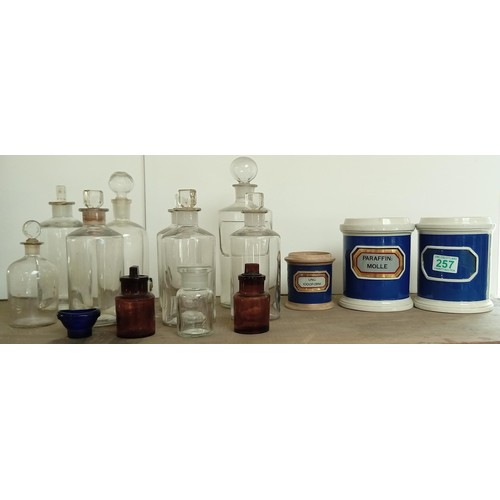 257 - Selection of chemical bottles and containers