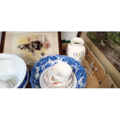 292 - Selection of mixed items to include cake stand and framed tapestry