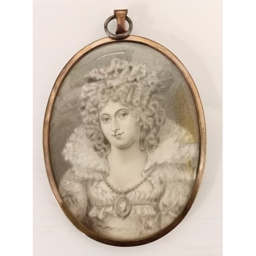 297 - Antique miniature of Lady Buchan 105mm x 80mm