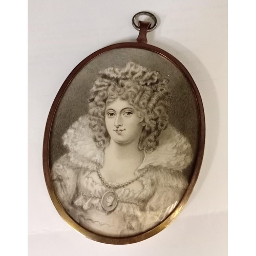 297 - Antique miniature of Lady Buchan 105mm x 80mm