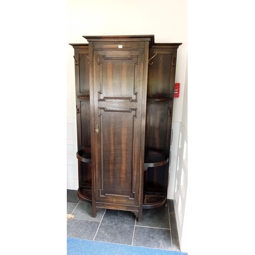 310 - Large hallway coat & umbrella stand with single wardrobe door plus 2 vintage coffee tables and a cha... 