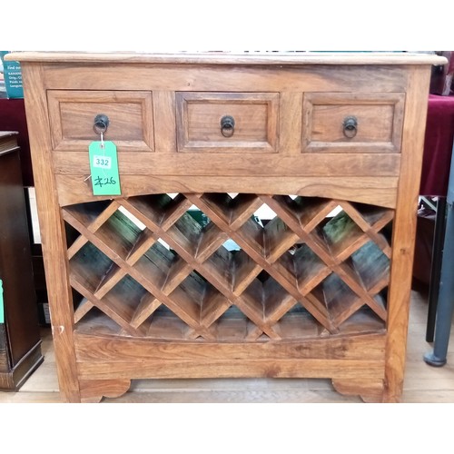 332 - Wine rack with 3 drawers