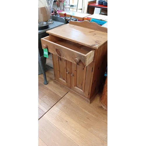 338 - Single drawer table height pine cupboard