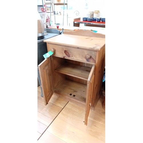 338 - Single drawer table height pine cupboard