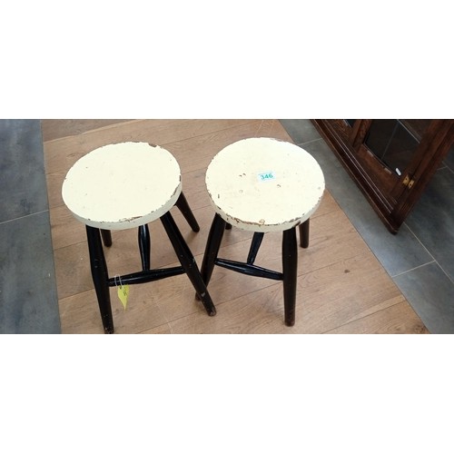 346 - 2 Vintage painted stools