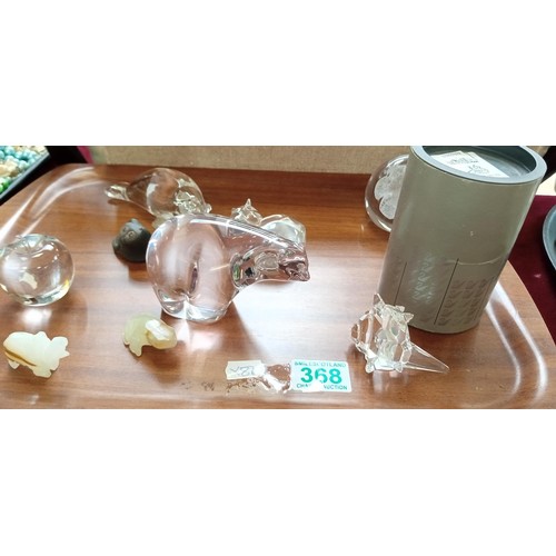 368 - Selection of glass animals to include polar bear, seal, horse and others