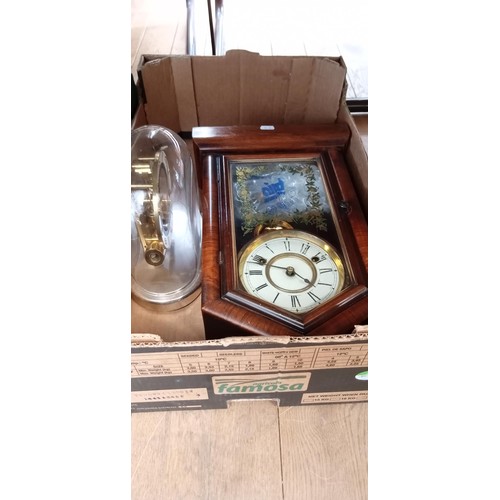 372 - 2 Boxes of clocks and glassware