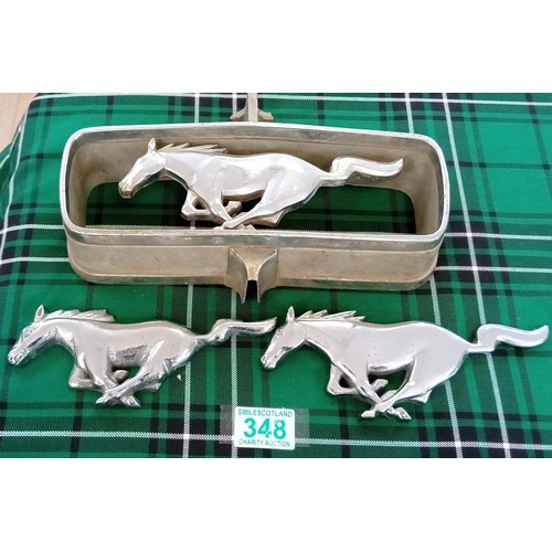 348 - Circa 1970 Mustang radiator plaque and side horses