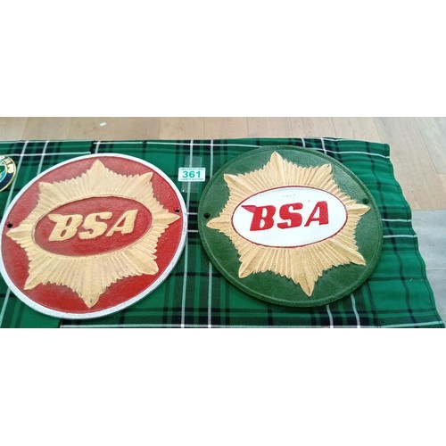 361 - 2 Retro BSA circular cast signs