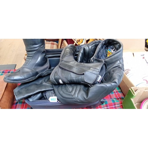 402 - Mercury Plus small motorcycle leather jacket plus Richa motorcycle boots size 9