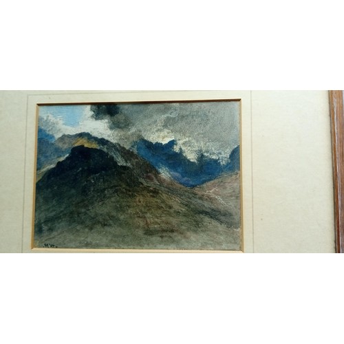 277 - Framed water colour mountain & sky scene believed to be by John MacWhirter