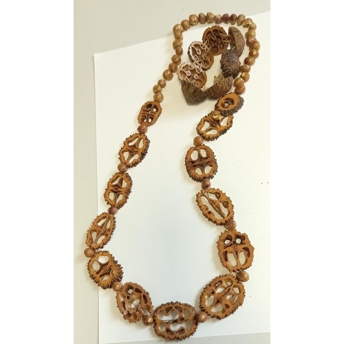 4 - Walnut vintage bracelet & necklace