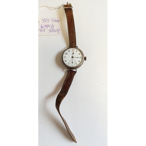 8 - Fully hallmarked silver vintage Trench watch