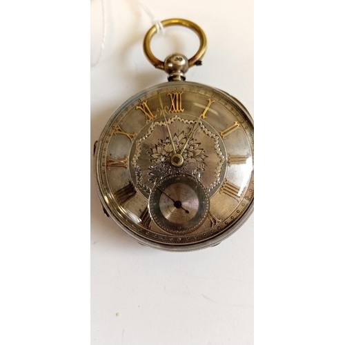 12 - Sterling silver pocket watch London hallmark with key