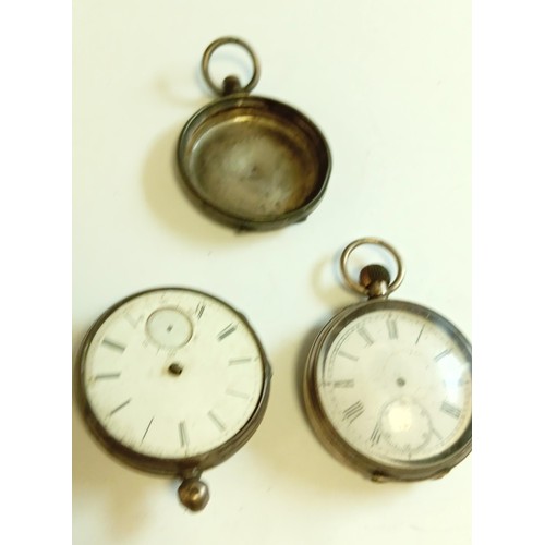 19 - 2 silver cased pocket watches & 1 silver case A/F