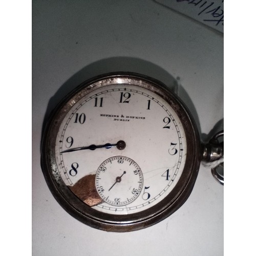 22 - Sterling silver Hopkins & Hopkins Dublin pocket watch