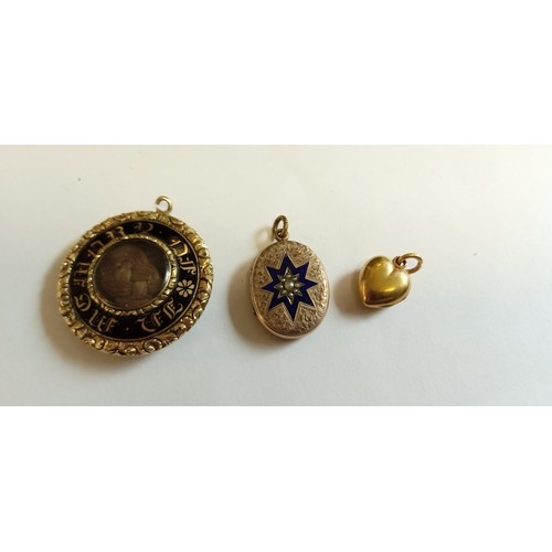 38 - 3 Mourning pendants unmarked but believed gold