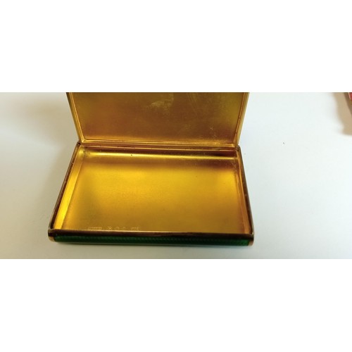 58 - Asprey of London sterling silver gilt Guilloche enamelled snuff box with hand painted lid (lake scen... 