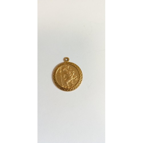 60 - Fully hallmarked 9ct gold St Christopher charm weighs 3.6g approx