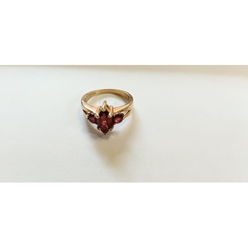 69 - 9ct gold & ruby coloured stone ring size L approx. weighs 3.7g approx.