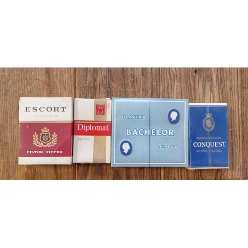 83 - 4 packets of sealed vintage cigarettes, Conquest 10, Players Bachelor 20, Escort 20 & diplomat 10