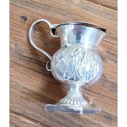 95 - Victorian silver hallmarked thistle shaped mustard pot Assay Birmingham 1899