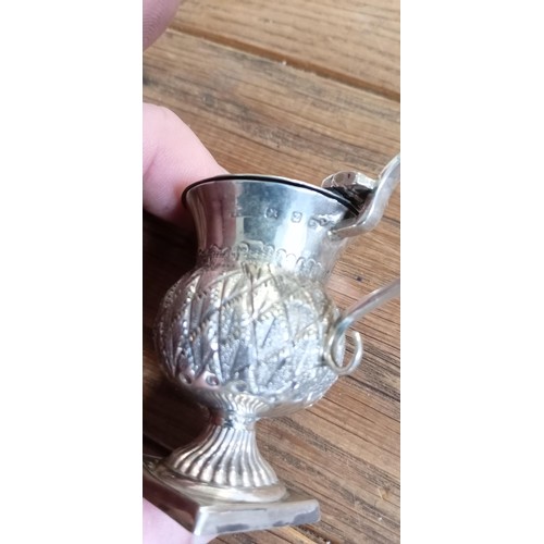 95 - Victorian silver hallmarked thistle shaped mustard pot Assay Birmingham 1899