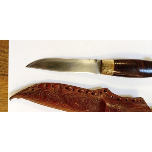 21 - Vintage S & S Helle Holmedal Norge small knife with wooden and bone/ antler handle