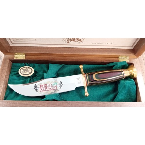 25 - Vintage Field & Stream 100 year anniversary 1895 - 1995 wooden handled, boxed knife with serial no 1... 