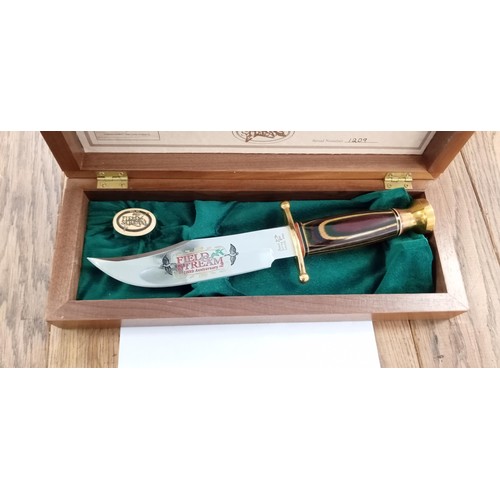 25 - Vintage Field & Stream 100 year anniversary 1895 - 1995 wooden handled, boxed knife with serial no 1... 