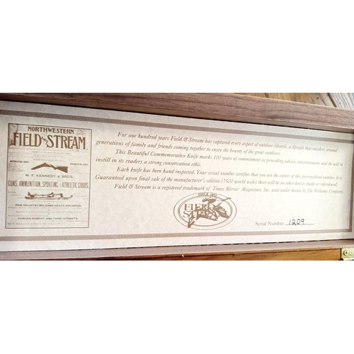 25 - Vintage Field & Stream 100 year anniversary 1895 - 1995 wooden handled, boxed knife with serial no 1... 