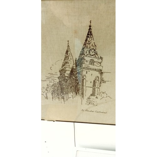 1 - 3 embroidery pictures Aberdeen: Marischal & King's College and St. Machar Cathedral