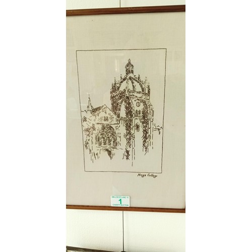 1 - 3 embroidery pictures Aberdeen: Marischal & King's College and St. Machar Cathedral