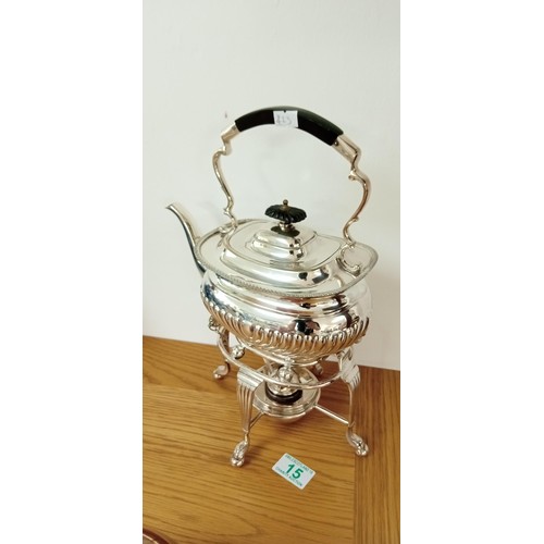 15 - Silver-plated spirit kettle