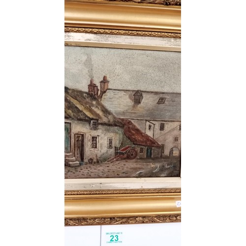 23 - Original framed oil on canvas farm scene