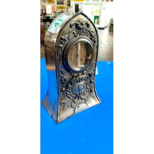 41 - Vintage Art Nouveau  Silver-plated mantle clock