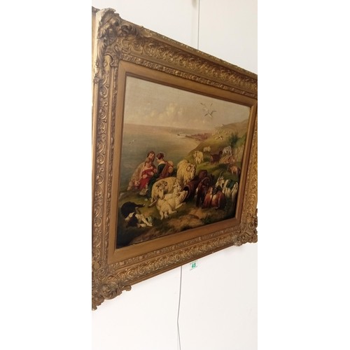 48 - Antique oil painting in style of Sir Edwin Landseer