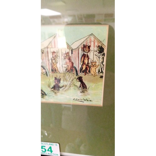 54 - Louis Wain framed signed print 'Waiting Their Turn'