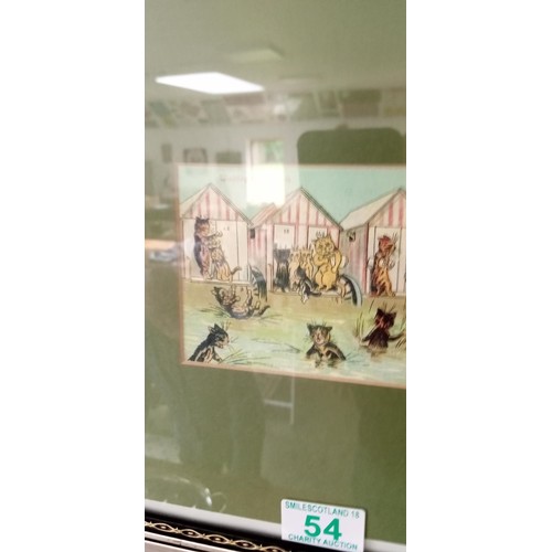 54 - Louis Wain framed signed print 'Waiting Their Turn'