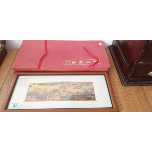 58 - Framed oriental silk picture