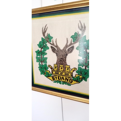 73 - Framed Bydand Gordon Highlanders  tapestry & 1 other